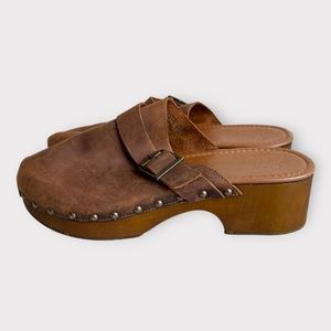 Crown Vintage Liberty Brown Leather Studded Mule Shoe Sz 11